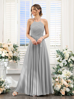 grey halter bridesmaid dress Grey Lace Tulle Halter Bridesmaid Dress with A-Line - Designer Bridesmaids Dresses with Tulle - Multiple Colors