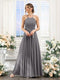 A-Line Halter Sleeveless Ruched Floor-Length Chiffon Bridesmaid Dresses
