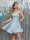 A-Line Spaghetti Straps Ruched Sleeveless Metallic Lurex Short Prom Dresses