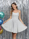 A-Line Spaghetti Straps Ruched Sleeveless Metallic Lurex Short Prom Dresses