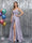 A-Line Spaghetti Straps V-Neck Sleeveless Metallic Lurex Long Prom Dresses
