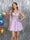 A-Line Spaghetti Straps V-Neck Applique Sleeveless Tulle Homecoming Dresses