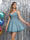 A-Line Spaghetti Straps V-Neck Applique Sleeveless Tulle Homecoming Dresses