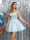 A-Line Spaghetti Straps V-Neck Applique Sleeveless Tulle Homecoming Dresses