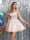 A-Line Spaghetti Straps V-Neck Applique Sleeveless Tulle Homecoming Dresses