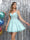 A-Line Spaghetti Straps V-Neck Applique Sleeveless Tulle Homecoming Dresses