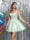 A-Line Spaghetti Straps V-Neck Applique Sleeveless Tulle Homecoming Dresses