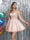 A-Line Spaghetti Straps V-Neck Applique Sleeveless Tulle Homecoming Dresses