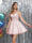 A-Line Spaghetti Straps V-Neck Applique Sleeveless Tulle Homecoming Dresses