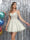 A-Line Spaghetti Straps V-Neck Applique Sleeveless Tulle Homecoming Dresses