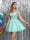 A-Line Spaghetti Straps V-Neck Applique Sleeveless Tulle Homecoming Dresses