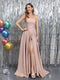 A-Line Sleeveless Metallic Lurex Long Prom Dresses with Spaghetti Straps