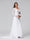 A-Line V-Neck Long Sleeves Long Chiffon Wedding Dresses with Lace Applique