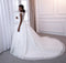 V-Neck Sleeveless Tulle Ball Gown Wedding Dresses with Belt & Appliques