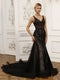 V-Neck Sleeveless Tulle Mermaid Wedding Dresses with Lace Appliques