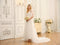 A-Line/Princess V-Neck Half Sleeves Long Wedding Dresses with Appliques