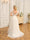 V-Neck Short Sleeves Long Wedding Dresses with Appliques & Beading