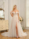 A-Line/Princess Sleeveless Long Wedding Dresses with Appliques & Split Side
