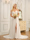 A-Line/Princess Off-the-Shoulder Long Wedding Dresses with Appliques & Split Side