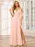 A-Line/Princess Spaghetti Straps V-Neck Long Bridesmaid Dresses with Split Side