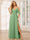 A-Line/Princess Spaghetti Straps V-Neck Long Bridesmaid Dresses with Split Side