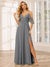 A-Line/Princess Spaghetti Straps V-Neck Long Bridesmaid Dresses with Split Side