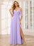 A-Line/Princess Spaghetti Straps V-Neck Long Bridesmaid Dresses with Split Side