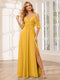 A-Line/Princess Spaghetti Straps V-Neck Long Bridesmaid Dresses with Split Side