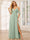 A-Line/Princess Spaghetti Straps V-Neck Long Bridesmaid Dresses with Split Side