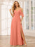 A-Line/Princess Spaghetti Straps V-Neck Long Bridesmaid Dresses with Split Side