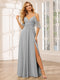 A-Line/Princess Spaghetti Straps V-Neck Long Bridesmaid Dresses with Split Side