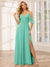 A-Line/Princess Spaghetti Straps V-Neck Long Bridesmaid Dresses with Split Side