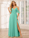 A-Line/Princess Spaghetti Straps V-Neck Long Bridesmaid Dresses with Split Side