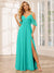 A-Line/Princess Spaghetti Straps V-Neck Long Bridesmaid Dresses with Split Side