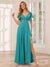 A-Line/Princess V-Neck Long Bridesmaid Dresses with Split Side & Beading