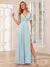 A-Line/Princess V-Neck Long Bridesmaid Dresses with Split Side & Beading
