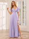 A-Line/Princess V-Neck Long Bridesmaid Dresses with Split Side & Beading