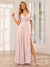 A-Line/Princess V-Neck Long Bridesmaid Dresses with Split Side & Beading