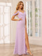 Sheath/Column Spaghetti Straps Off-the-Shoulder Long Bridesmaid Dresses with Split Side