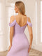 Sheath/Column Spaghetti Straps Off-the-Shoulder Long Bridesmaid Dresses with Split Side