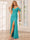 Sheath/Column Spaghetti Straps Off-the-Shoulder Long Bridesmaid Dresses with Split Side