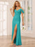 Sheath/Column Spaghetti Straps Off-the-Shoulder Long Bridesmaid Dresses with Split Side