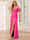 Sheath/Column Spaghetti Straps Off-the-Shoulder Long Bridesmaid Dresses with Split Side