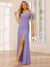 Sheath/Column Spaghetti Straps Off-the-Shoulder Long Bridesmaid Dresses with Split Side