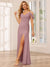 Sheath/Column Spaghetti Straps Off-the-Shoulder Long Bridesmaid Dresses with Split Side