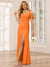 Sheath/Column Spaghetti Straps Off-the-Shoulder Long Bridesmaid Dresses with Split Side