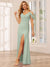 Sheath/Column Spaghetti Straps Off-the-Shoulder Long Bridesmaid Dresses with Split Side