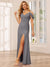 Sheath/Column Spaghetti Straps Off-the-Shoulder Long Bridesmaid Dresses with Split Side