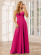 A-Line/Princess V-Neck Long Bridesmaid Dresses with Ruched