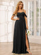 A-Line/Princess Spaghetti Straps Off-The-Shoulder Long Bridesmaid Dresses With Split Side